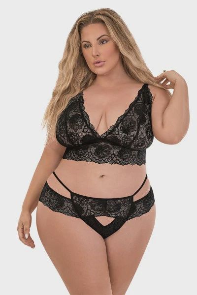 Bra &amp; Panty Set, Color: Black, Size: 1-3X