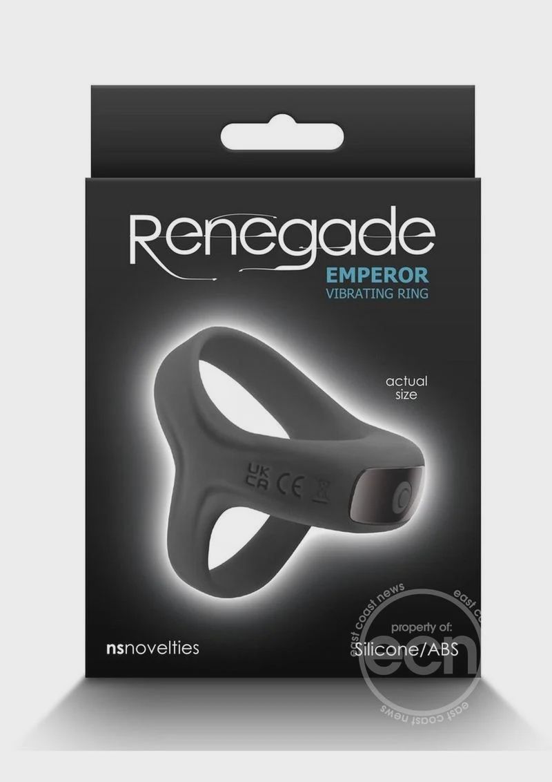 Renegade Emperor Rechargeable Silicone Vibrating Cock Ring, Color: Black