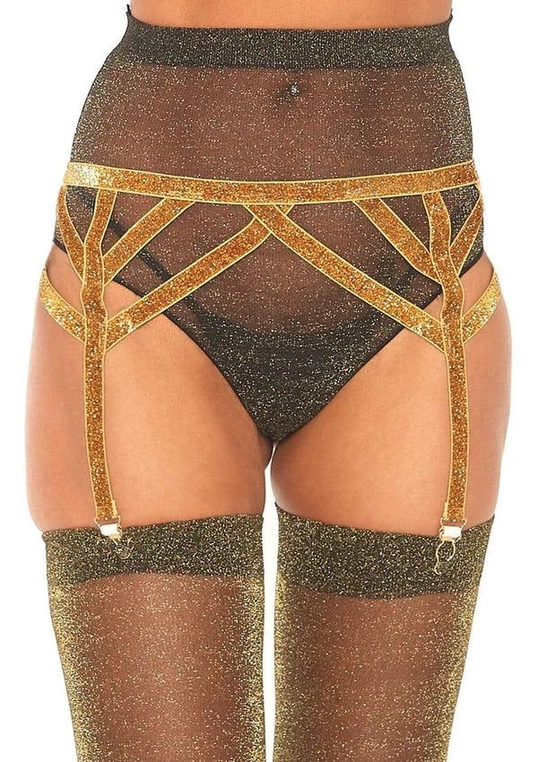 Maddox Lurex Garter Belt, Color: Gold
