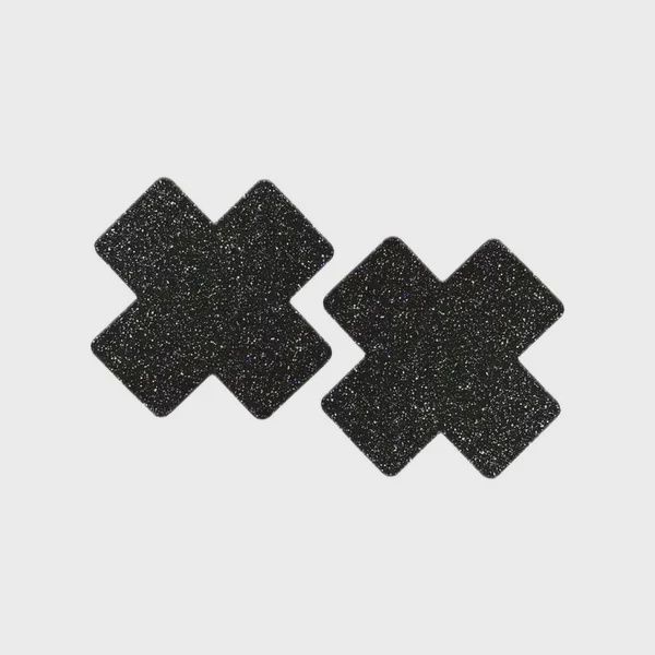 Glitter Cross Brilliant Black Pasties