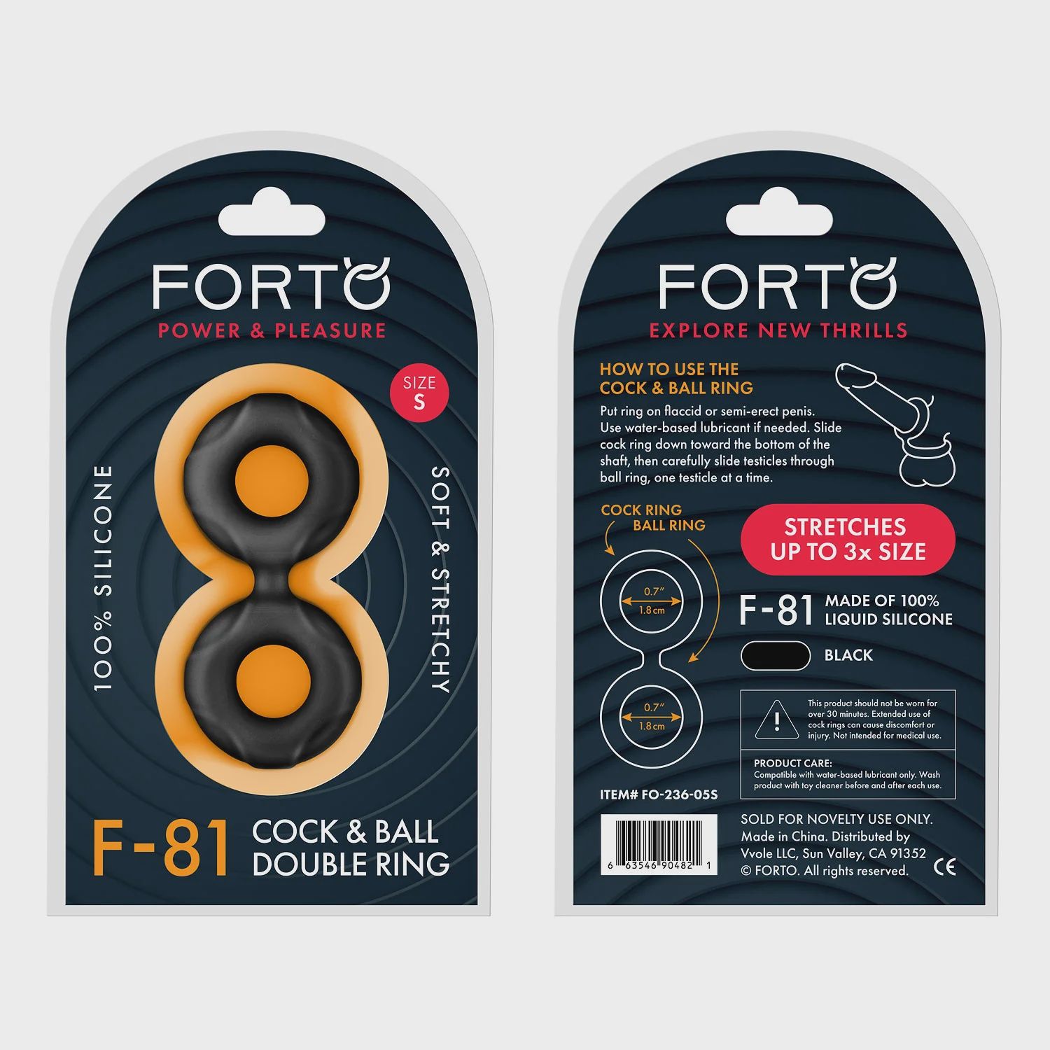 F-81: Double Ring (Liquid Silicone), Color: Black, Size: Small