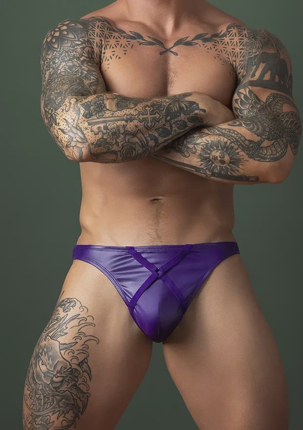 Eggplant Crossover Thong