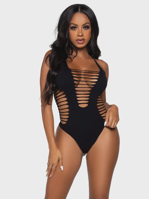 Reckless Behavior Thong Bodysuit, Color: Black, Size: One Size