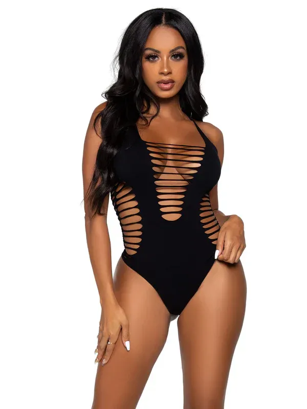 Reckless Behavior Thong Bodysuit, Color: Black, Size: One Size