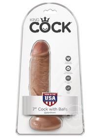 King Cock Dildo with Balls 7in, Color: Caramel
