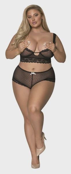 Demi Bra &amp; Split Crotch Short - Queen, Size: 1-3X