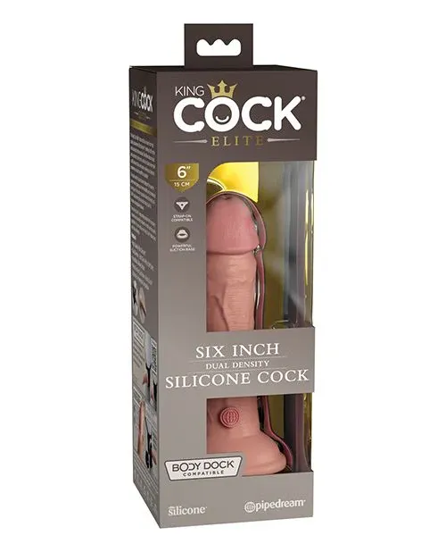 King Cock Elite Dual Density Silicone Cock, Color: Light, Size: 6"