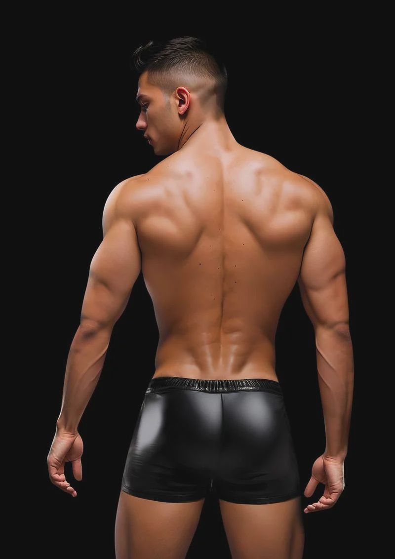 ENVY LACE-UP WETLOOK TRUNKS BLACK