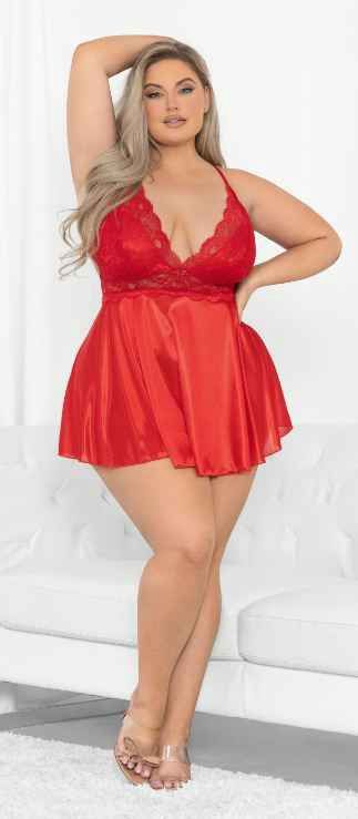 SATIN &amp; LACE BABYDOLL
