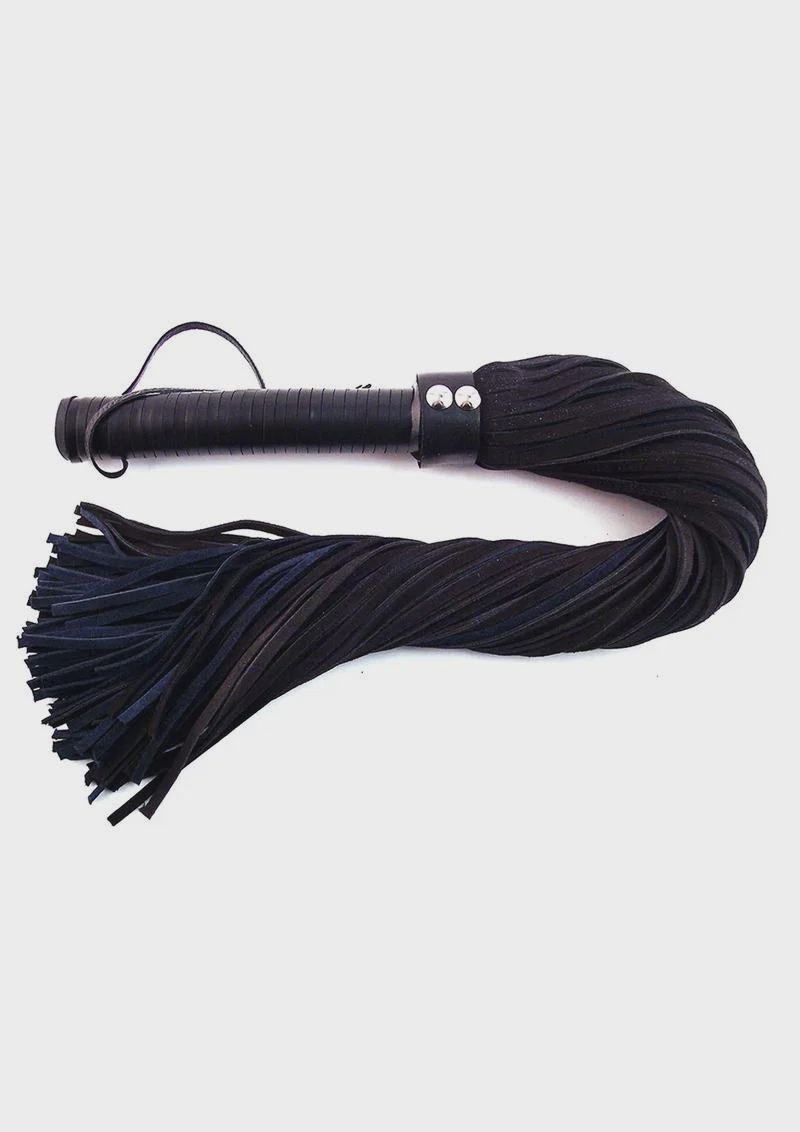 Rouge Suede Flogger with Leather Handle - Black and Blue, Color: Black/Blue