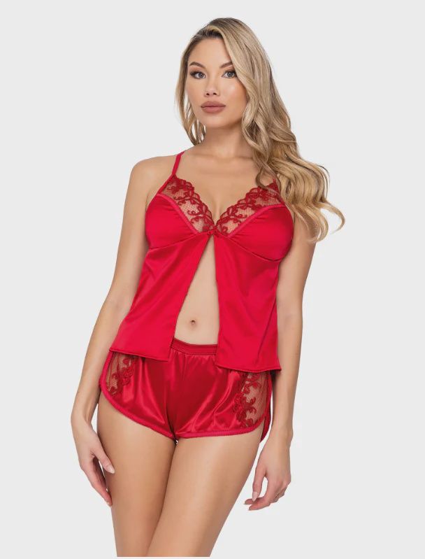 Rouge Bow 2 piece Camisole Lounge Set, Size: S