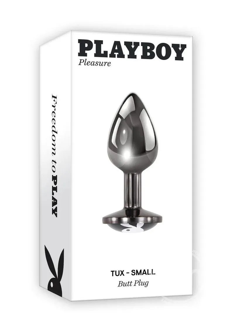 Playboy Tux Metal Anal Plug - Black, Size: Small