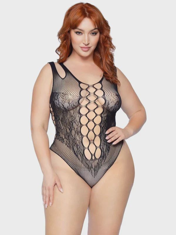 Dangerous Curves Plus Bodysuit, Color: Black