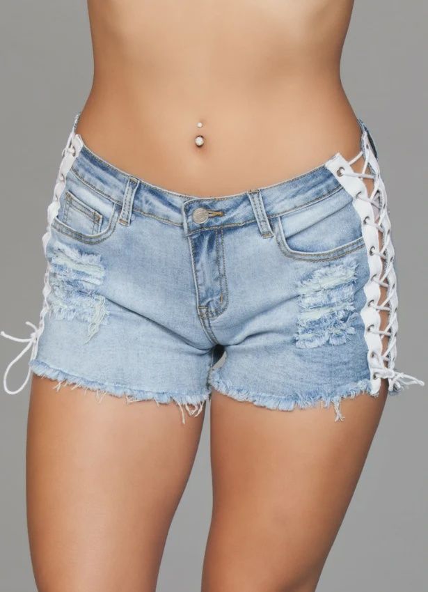 Double Up Shorts - Light Wash