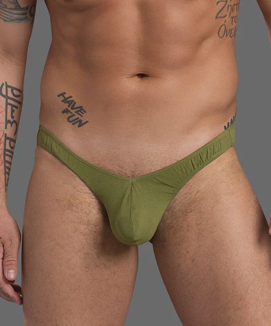 Deep V-Cut Brief w/ ALMOST NAKED®, Color: green-1, Size: small