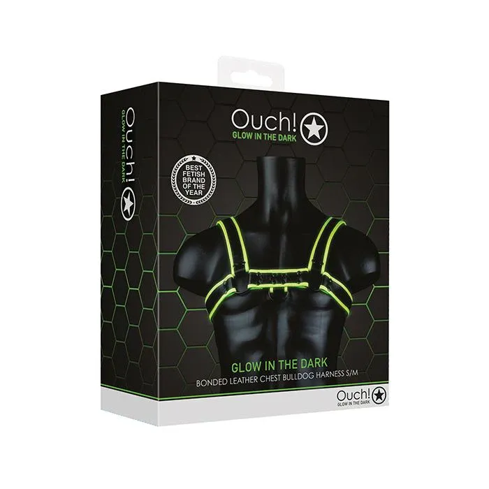 Shots Ouch Chest Bulldog Harness - Glow in the Dark, Size: S/M