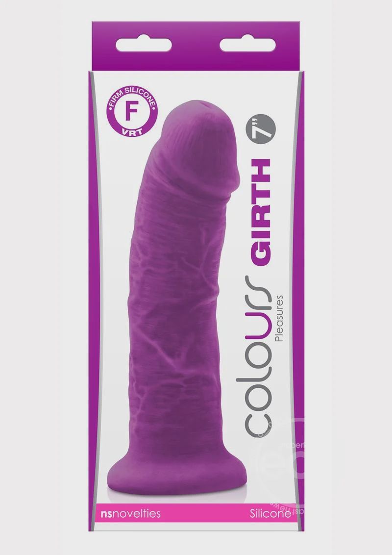 Colours Girth Silicone Dildo 8in - Purple, Color: Purple