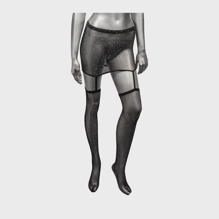 Radiance One Piece Garter Skirt w/Thigh Highs - Black