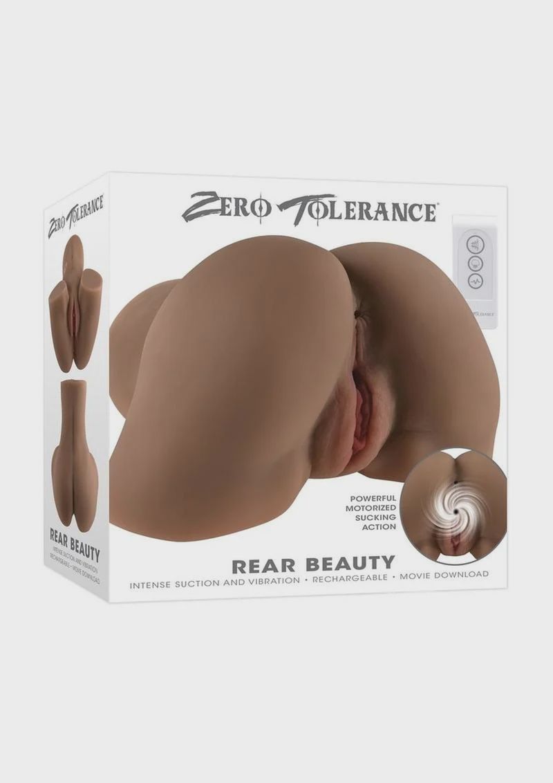 Zero Tolerance Rear Beauty Rechargeable Dual Vibrating Realistic Ass &amp; Vagina, Color: Chocolate