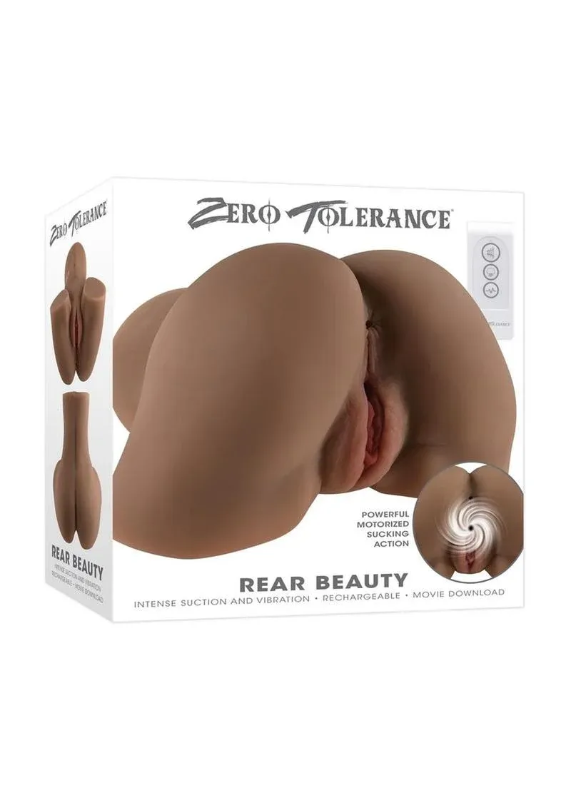 Zero Tolerance Rear Beauty Rechargeable Dual Vibrating Realistic Ass &amp; Vagina, Color: Chocolate