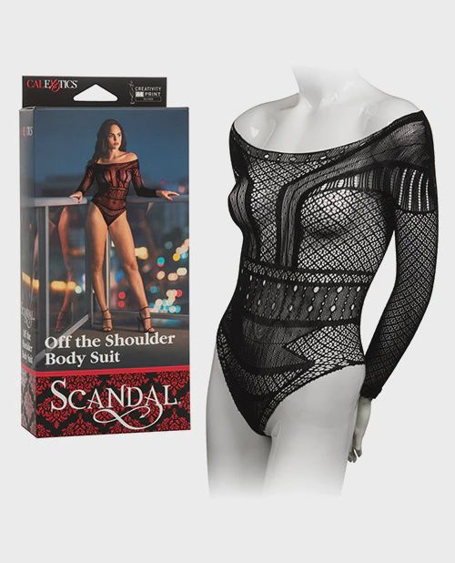 Scandal Off the Shoulder Body Suit - Black, Size: OneSize