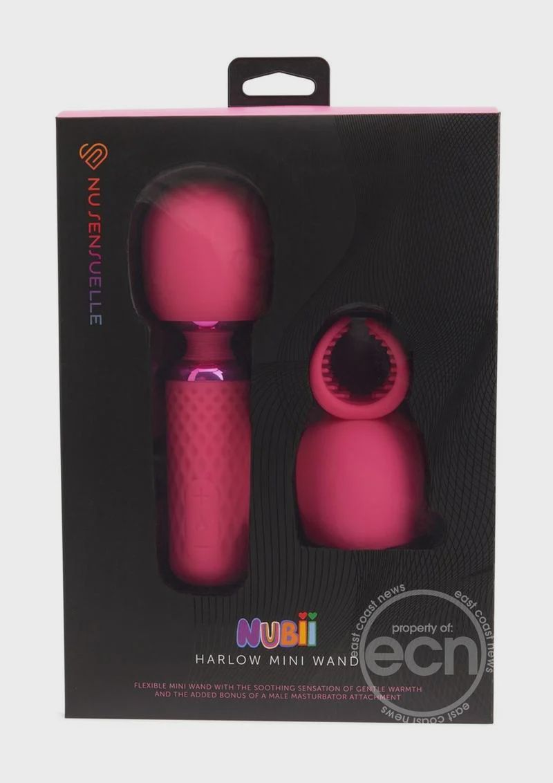Nu Sensuelle Harlow Nubii Rechargeable Silicone Mini Heating Wand with Attachment, Color: Pink