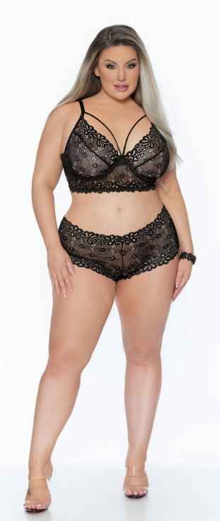 MIX &amp; MATCH SATIN BRALETTE, Color: Black, Size: 1X/2X