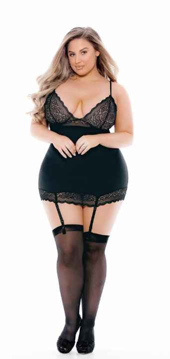 LACE BUSTIER W/HOSE, Size: 1X