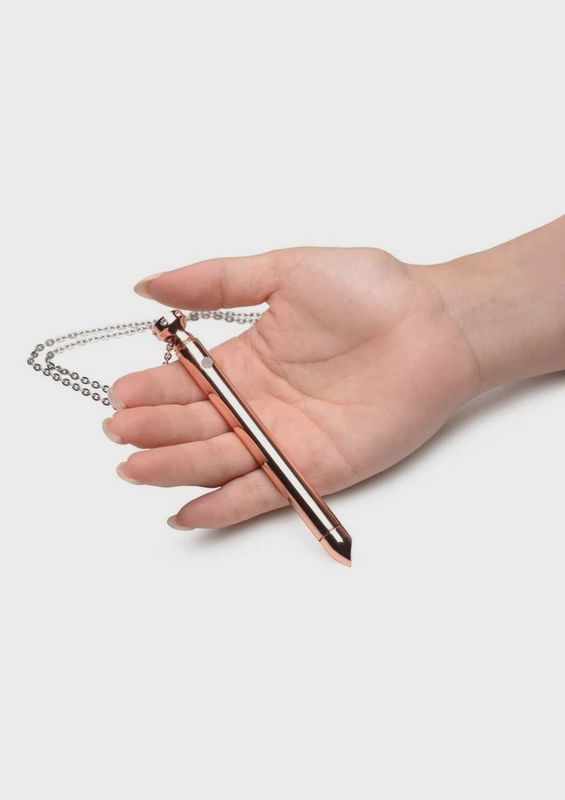 Charmed Rechargeable Stainless Steel 7X Vibrating Necklace - Rose Gold