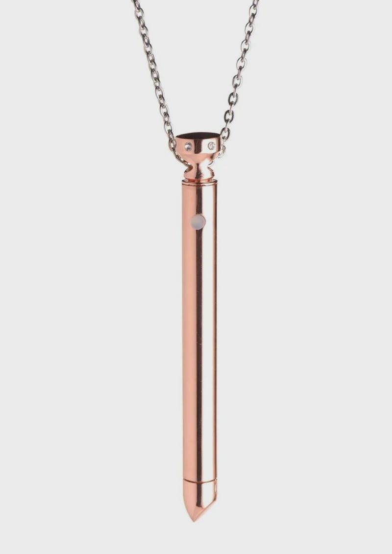 Charmed Rechargeable Stainless Steel 7X Vibrating Necklace - Rose Gold, Color: Rose Gold