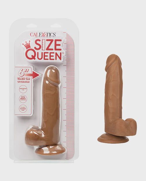 Size Queen 6" Dildo - Pink or Brown, Color: Brown