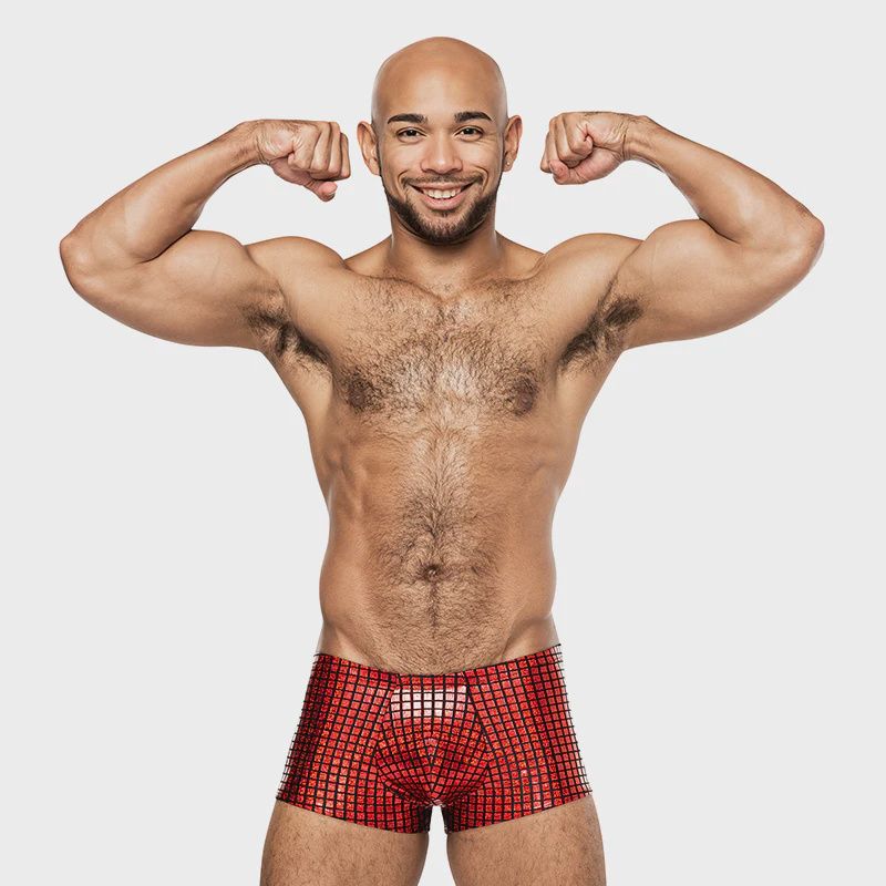 Male Power Disco Desire Mini Short, Color: Red, Size: Small