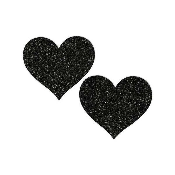 Glitter Heart Pasties, Color: Black