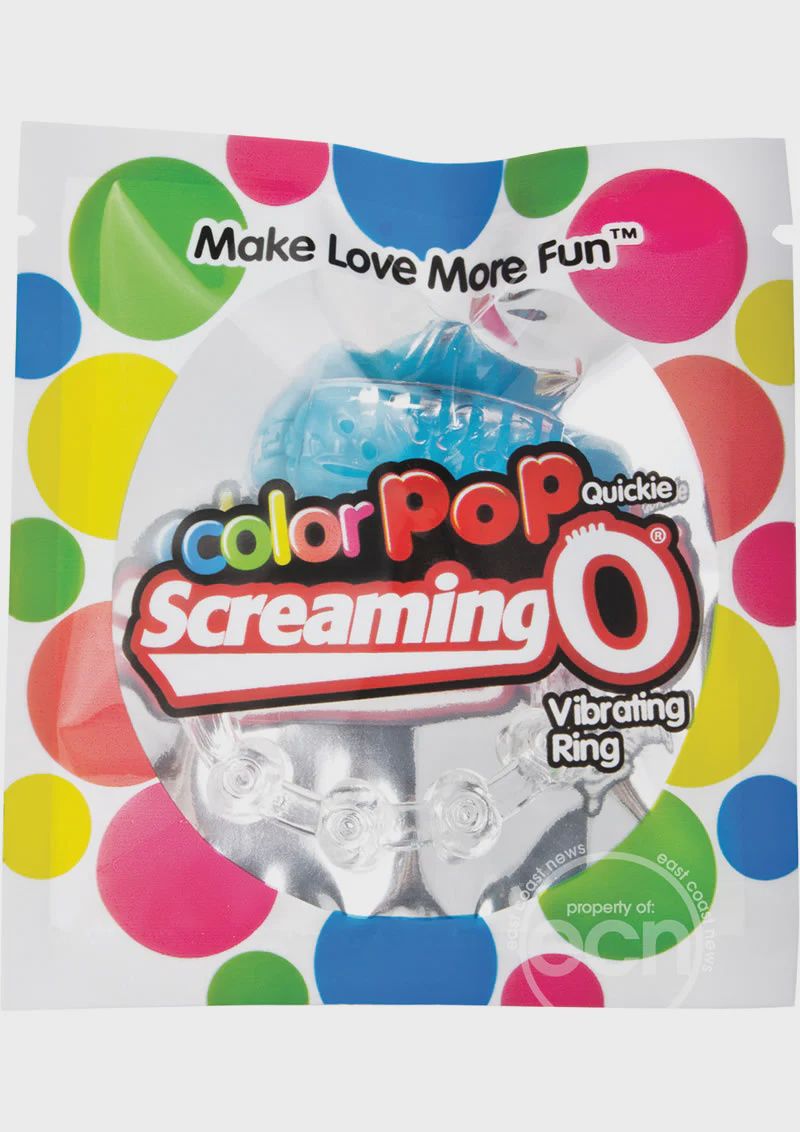 Color Pop Quickie Screaming O Vibrating Ring Silicone Cockring, Color: Blue