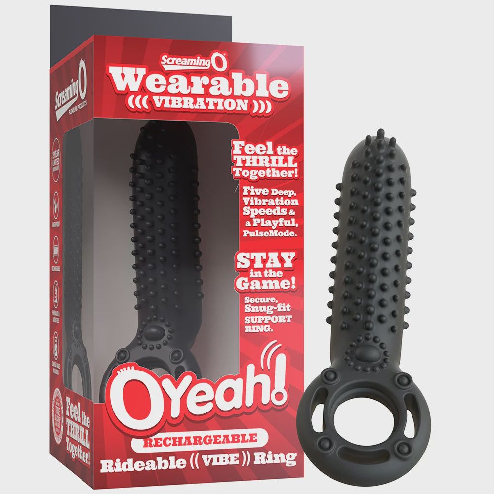 Rechargeable O Yeah Silicone Ring, Color: Black