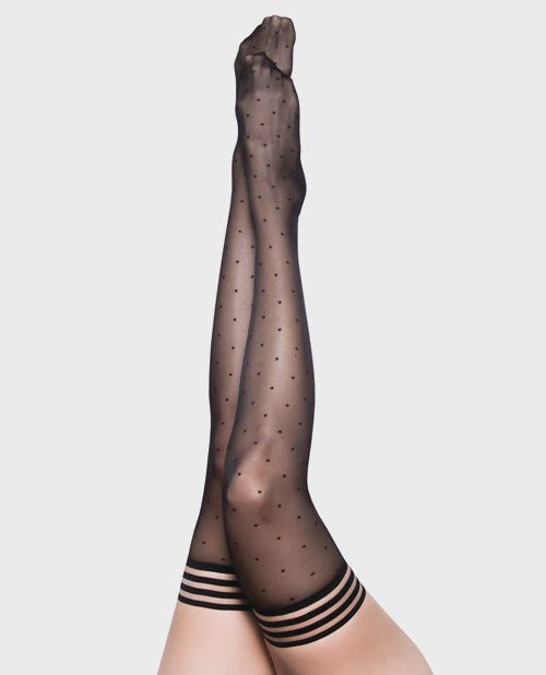 Kix'ies Ally Polka Dot Thigh High Black