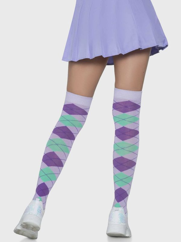Argyle knit over the knee socks