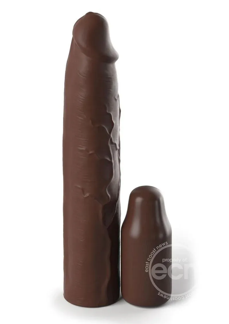 DISC- Fantasy X-Tensions Elite Silicone 9in Sleeve with 3in Plug, Color: Chocolate