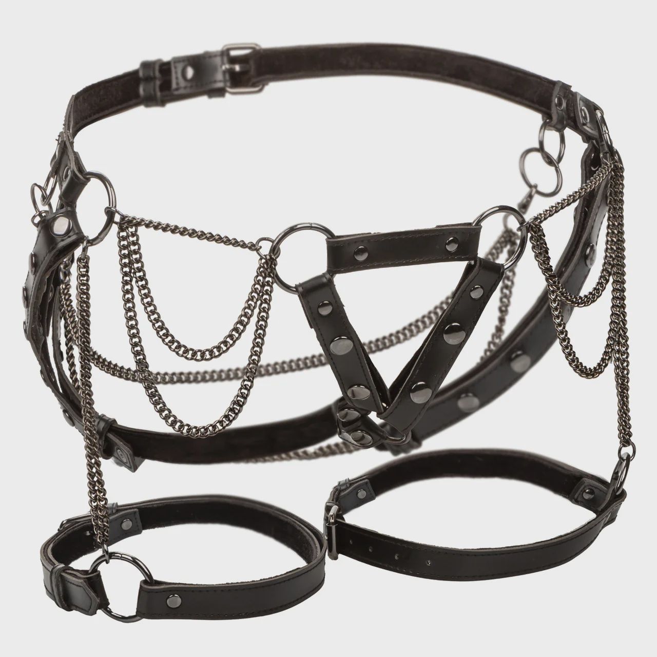 Euphoria Collection Thigh Harness with Chains - Black, Size: Plus Size