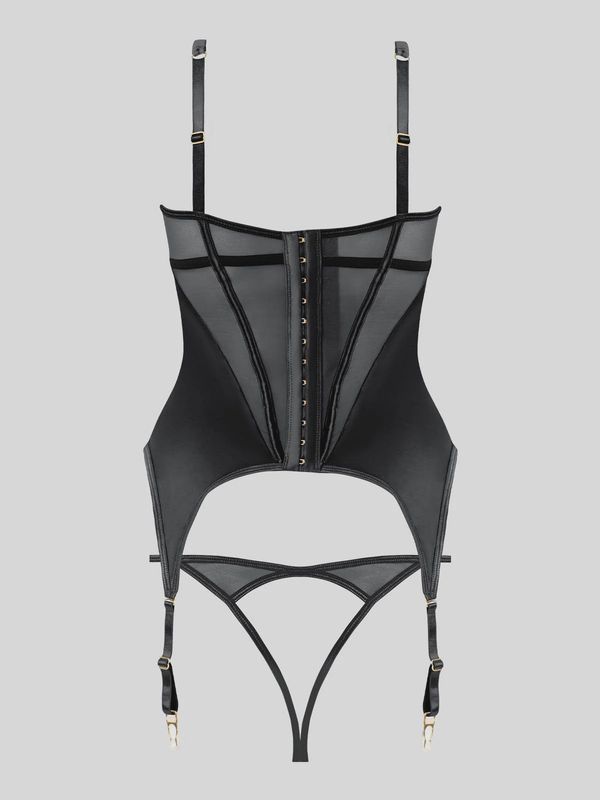 RAQUEL MESH &amp; SILKY MICRO UNDERWIRE BUSTIER &amp; BACKLESS TANGA SET