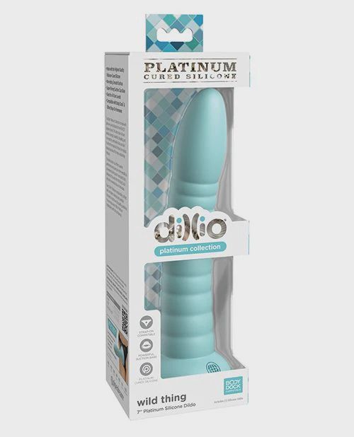 Dillio Platinum 7" Wild Thing Silicone Dildo - Teal, Color: Teal