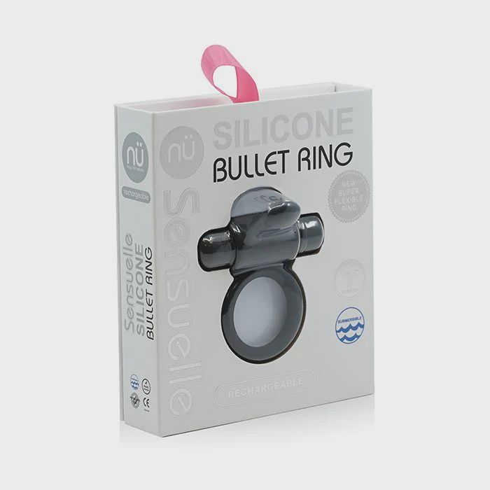 Nu Sensuelle 7 Function Silicone Bullet Ring, Color: Black