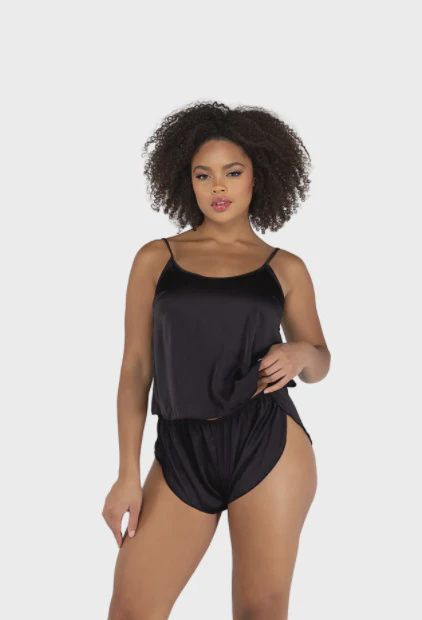 2pc Soft Satin Tulip Short Set