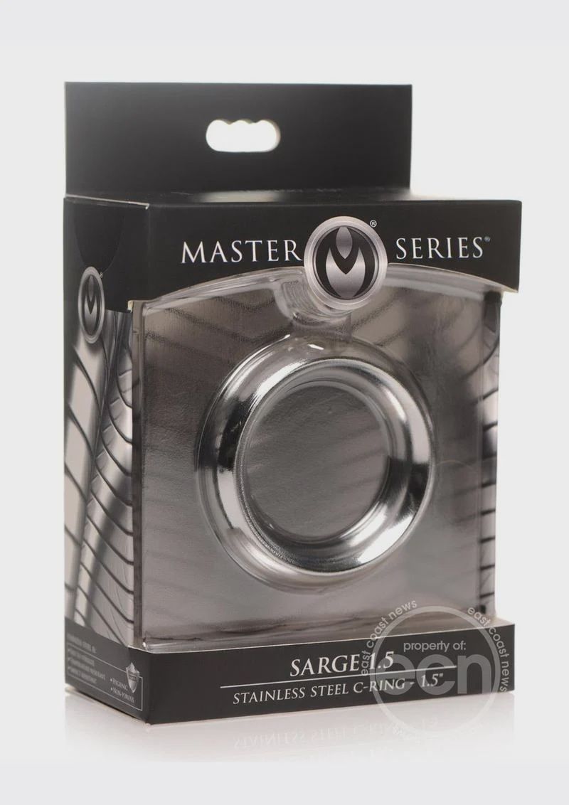Master Series Sarge Stainless Steel Erection Enhancer Cock Ring - Silver, Size: 1.5 inch diameter