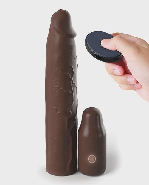 Fantasy X-tensions Elite 9" Sleeve Vibrating 3" Plug w/Remote, Color: Brown