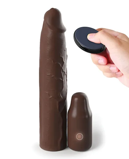 Fantasy X-tensions Elite 9" Sleeve Vibrating 3" Plug w/Remote, Color: Brown