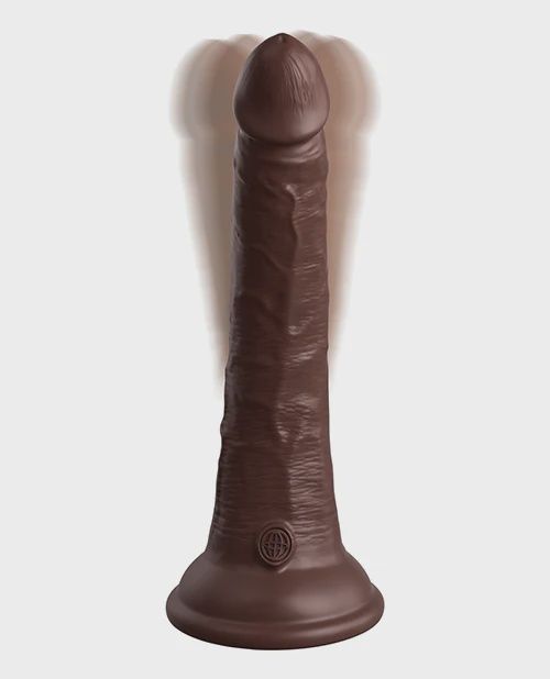 King Cock Elite 7" Dual Density Vibrating Silicone Cock w/Remote, Color: Brown