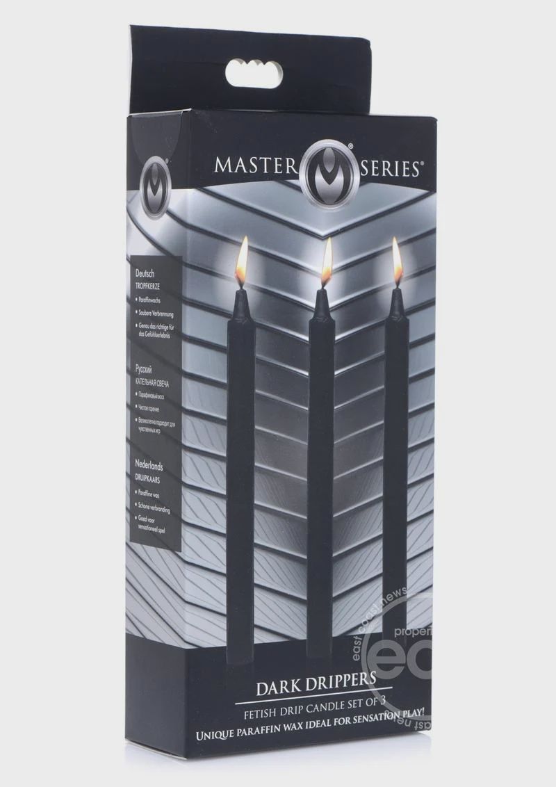 Master Series Fire Sticks Fetish Drip Candles (set of 3), Color: Black