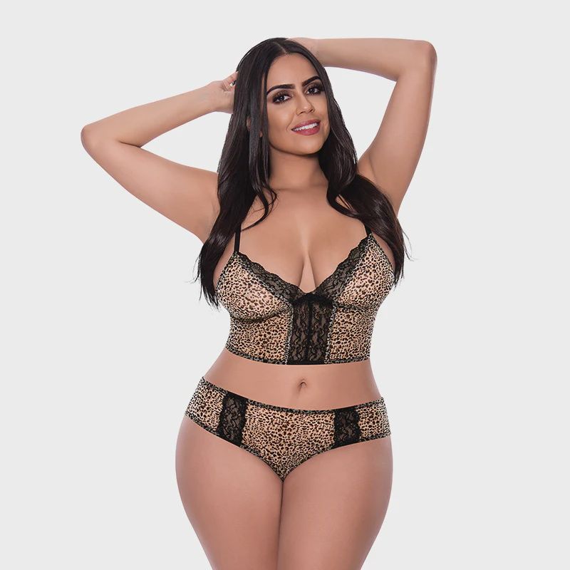 Purrrfect Bra &amp; Hipster Panty Leopard, Size: 2XL