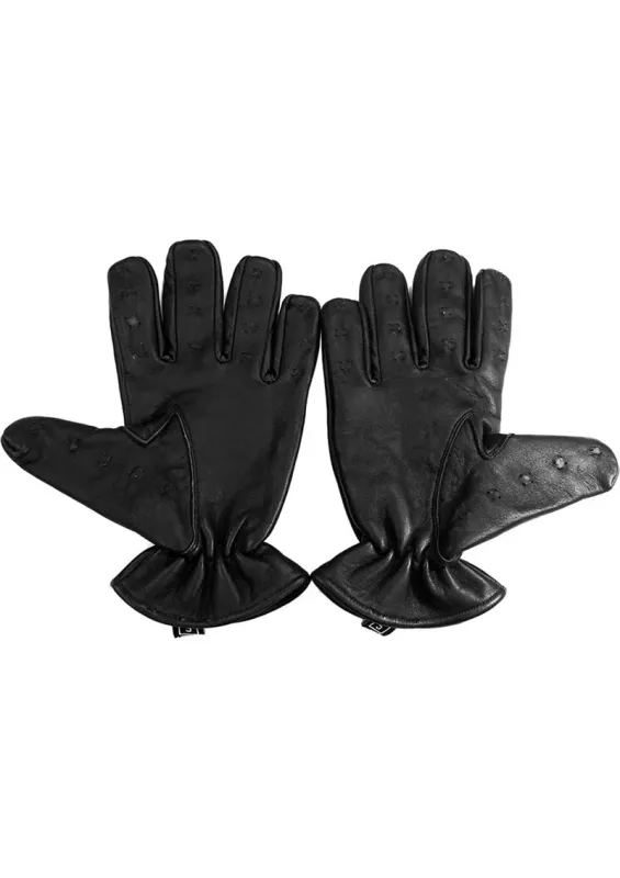DISC- Rouge Leather Vampire Gloves - Black